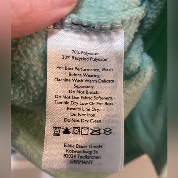 Eddie Bauer Mint Green Mock Neck Pull Over Fleece 1/4 Zip Jacket Sz L - Picture 6 of 6